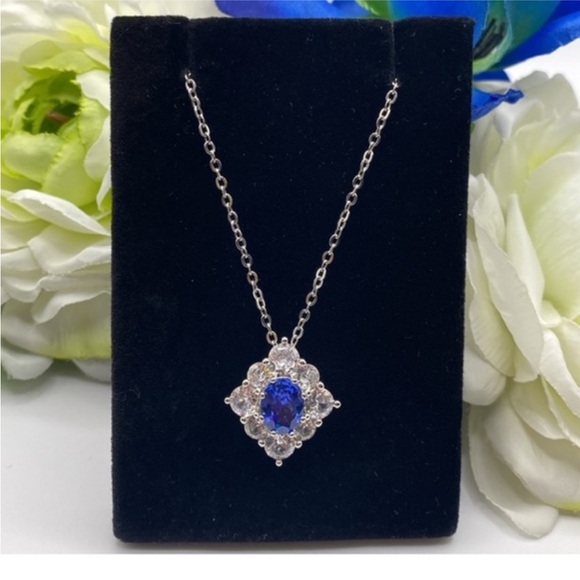 Jewelry - Elegant Silver and Blue Pendant Necklace